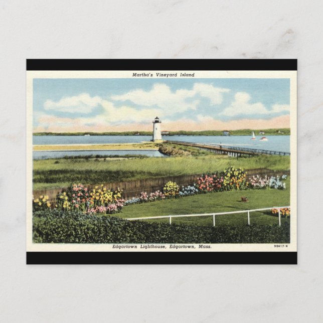 Edgartown Lighthouse Martha's Vineyard c1925 Vykort (Framsida)