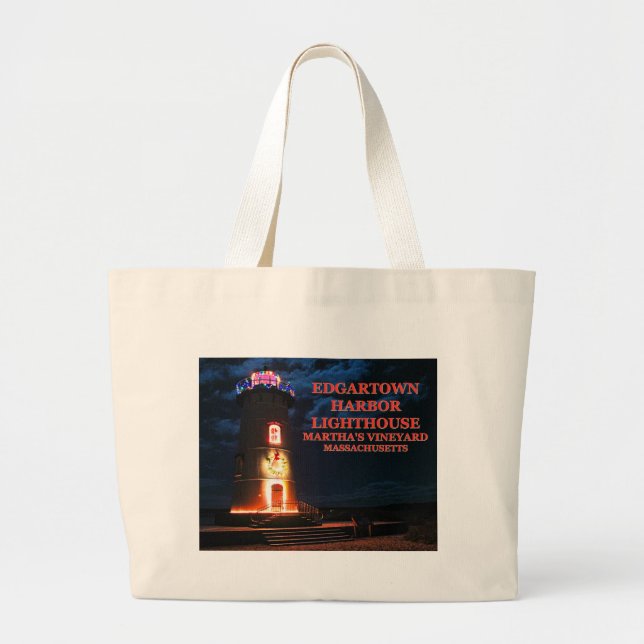 Edgartown Lighthouse,Martha's Vineyard MORSA Tote  Jumbo Tygkasse (Framsidan)