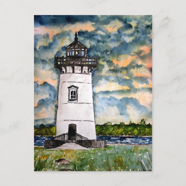 Edgartown Lighthouse Marthas Vineyard Postcard Vykort (Framsida)