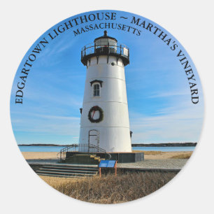 Edgartown Lighthouse, Massachusetts Round Sticker Runt Klistermärke