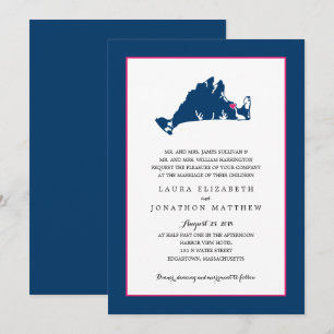 EDGARTOWN Marthas Vineyard Karta Bröllop Inbjudningar