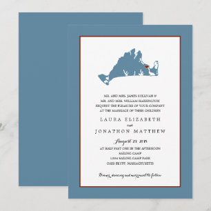 Edgartown Marthas vingårdkarta   som gifta sig Inbjudningar