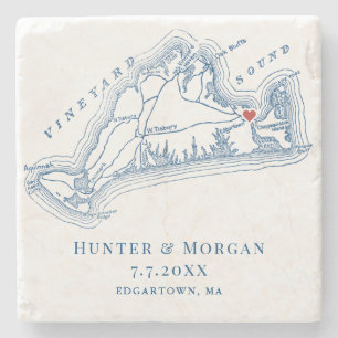 Edgartown MORSA Martha's Vineyard Blue Wedding Fav Stenunderlägg