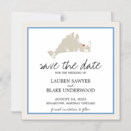 Edgertown Martha's Vineyard Bröllop spara datum Magnetisk Inbjudningskort