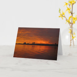 Edgewater, NJ Skyline vid Sunset - H-kort Kort