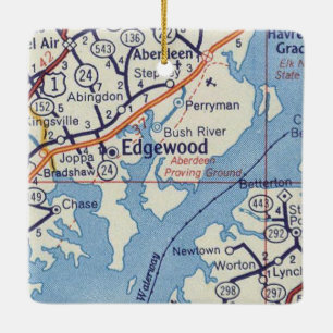 Edgewood MD Vintage Karta Julgransprydnad Keramik