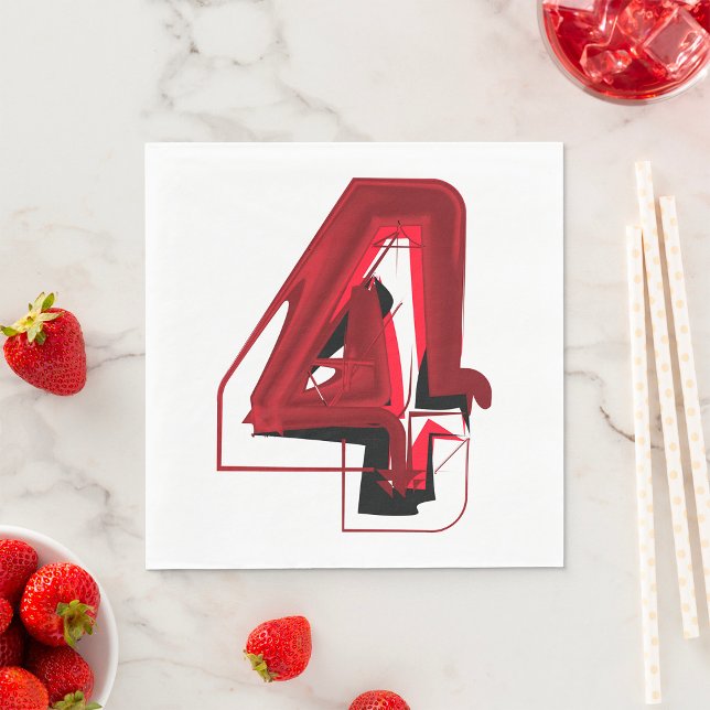 Edgy Abstrakt Röd och svart nummer 4 Pappersservett (Skapare uppladdad)