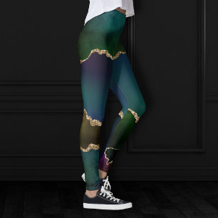 Edgy agate Moody judisk tone Teal i Mörk Leggings