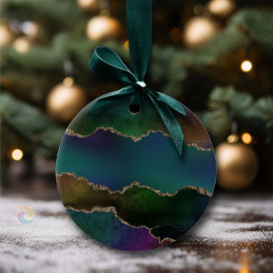 Edgy agate Moody judisk tonsköldpadda Mörk Julgransprydnad Keramik