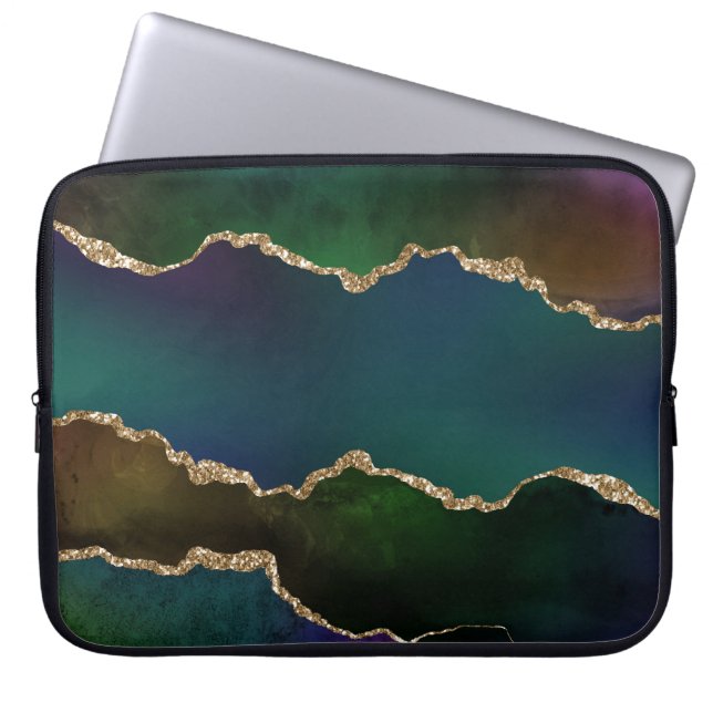 Edgy agate | Moody judisk tonsköldpadda Mörk Laptop Fodral (Framsidan)