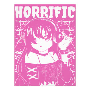 Edgy Anime Tjej "Skräckig" Grunge Streetwear Fototryck