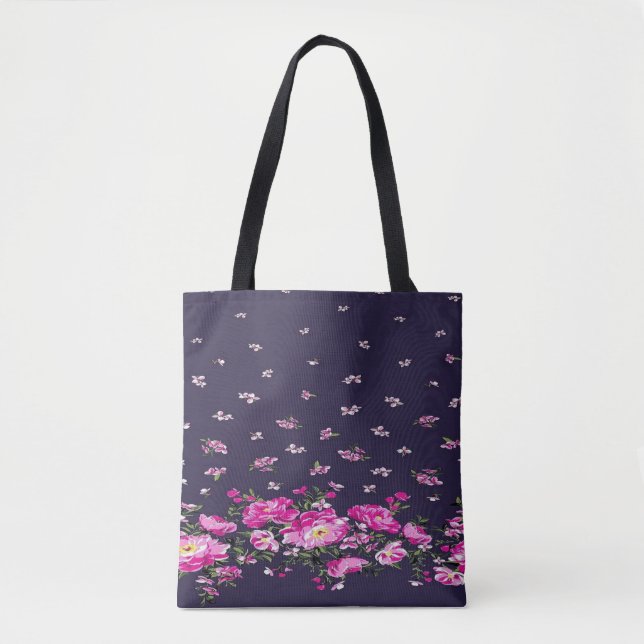 Edgy arvsel med Blommigten Black Tote Tygkasse (Framsida)