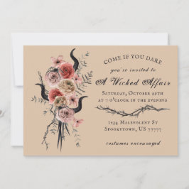 Edgy Blommigt Boho väckte affär Halloween Inbjudningar