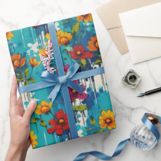 Edgy Blommigt för målningsfärg för målningsdisk Presentpapper