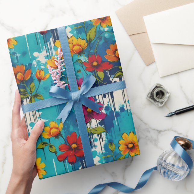 Edgy Blommigt för målningsfärg för målningsdisk Presentpapper (Gifting)