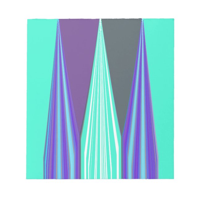 Edgy Blue Lila Cyan Chevron Art Skriv ut Anteckningsblock (Framsida)