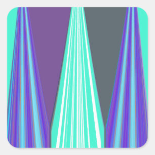 Edgy Blue Lila Cyan Chevron Art Skriv ut Fyrkantigt Klistermärke