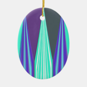 Edgy Blue Lila Cyan Chevron Art Skriv ut Julgransprydnad Keramik