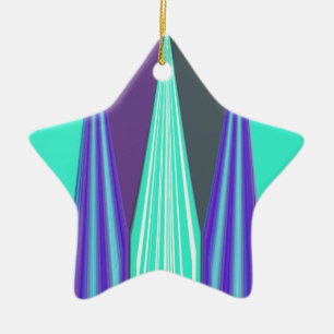 Edgy Blue Lila Cyan Chevron Art Skriv ut Julgransprydnad Keramik