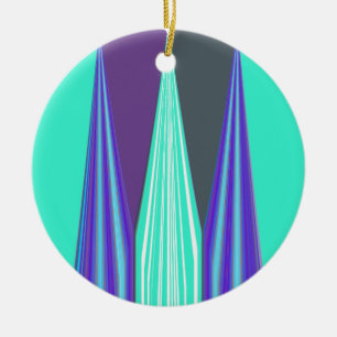 Edgy Blue Lila Cyan Chevron Art Skriv ut Julgransprydnad Keramik