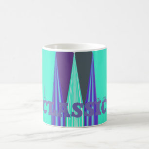 Edgy Blue Lila Cyan Chevron Art Skriv ut Kaffemugg