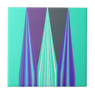 Edgy Blue Lila Cyan Chevron Art Skriv ut Kakelplatta