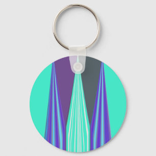 Edgy Blue Lila Cyan Chevron Art Skriv ut Nyckelring