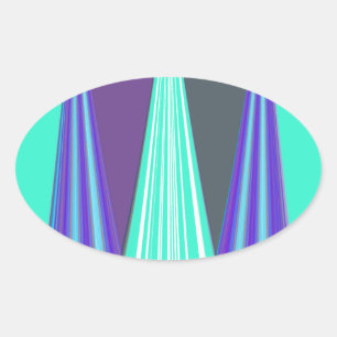 Edgy Blue Lila Cyan Chevron Art Skriv ut Ovalt Klistermärke