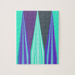 Edgy Blue Lila Cyan Chevron Art Skriv ut Pussel