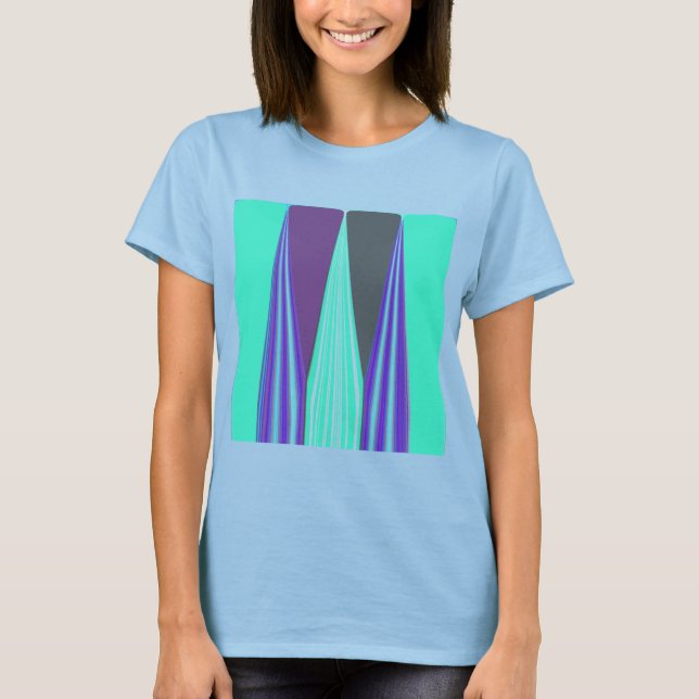 Edgy Blue Lila Cyan Chevron Art Skriv ut T Shirt (Framsida)