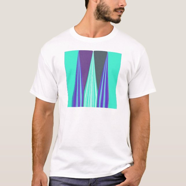 Edgy Blue Lila Cyan Chevron Art Skriv ut T-shirt (Framsida)