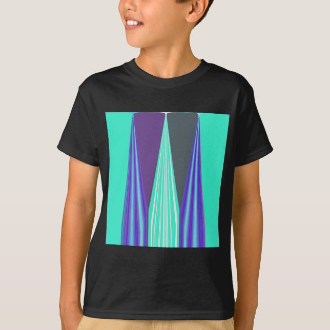 Edgy Blue Lila Cyan Chevron Art Skriv ut T-shirt (Framsida)