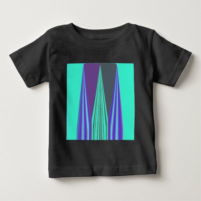 Edgy Blue Lila Cyan Chevron Art Skriv ut T-shirt (Framsida)