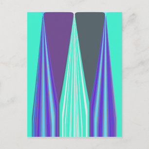 Edgy Blue Lila Cyan Chevron Art Skriv ut Vykort