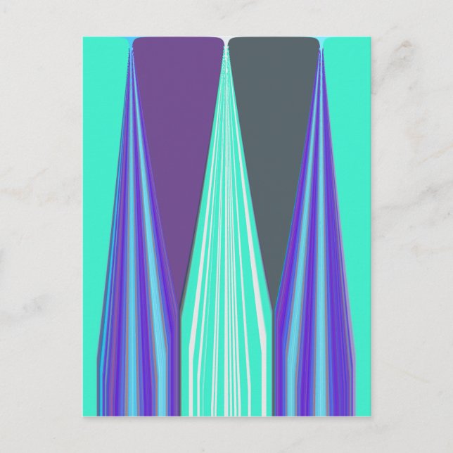 Edgy Blue Lila Cyan Chevron Art Skriv ut Vykort (Framsida)