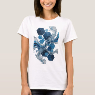 Edgy Blue VATTEN OCH HEXAGONER Grafisk T-shirt