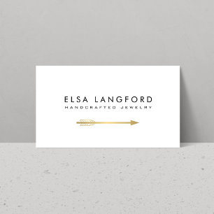 Edgy Bohemian Faux Guld Arrow Artisanal White Visitkort