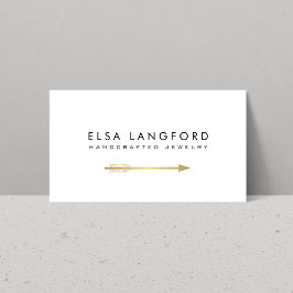 Edgy Bohemian Faux Guld Arrow Artisanal White Visitkort