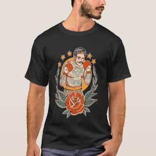 Edgy boxer-boxin för amerikansk traditionell tatue t shirt