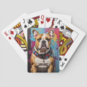 Edgy Bulldog Grunge-bakgrund Casinokort