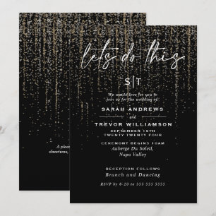 Edgy Chic Champagne Glitter Garland Inbjudningar