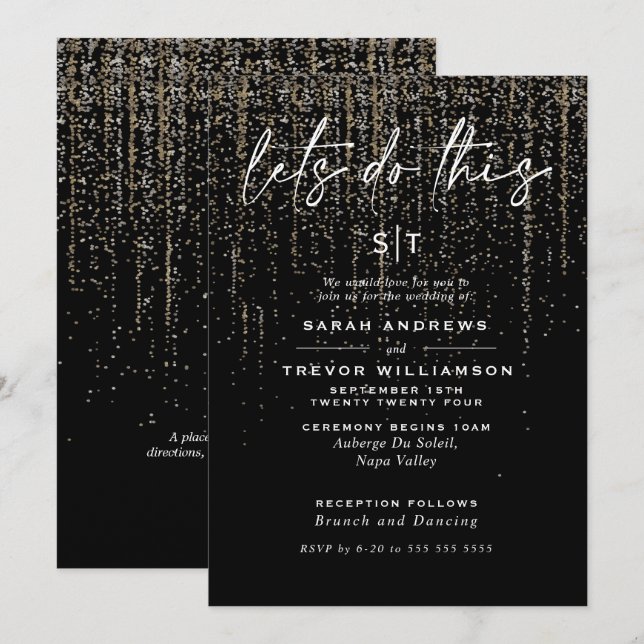 Edgy Chic Champagne Glittergirland Inbjudningar (Fram/baksida)