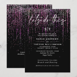 Edgy Chic Magenta Glitter Garland Inbjudan