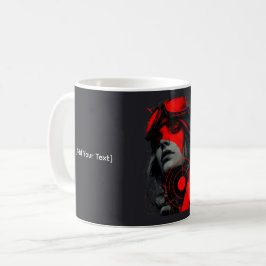 Edgy Cyberpunk Dystopian Girl Red Target Mug Kaffemugg