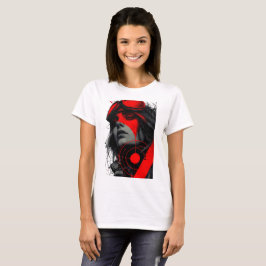 Edgy Cyberpunk Dystopisk Flicka Röd Måltavla Kvinn T Shirt