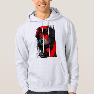 Edgy Cyberpunk Dystopisk Flickas Röd Måltavels-Hoo Hoodie