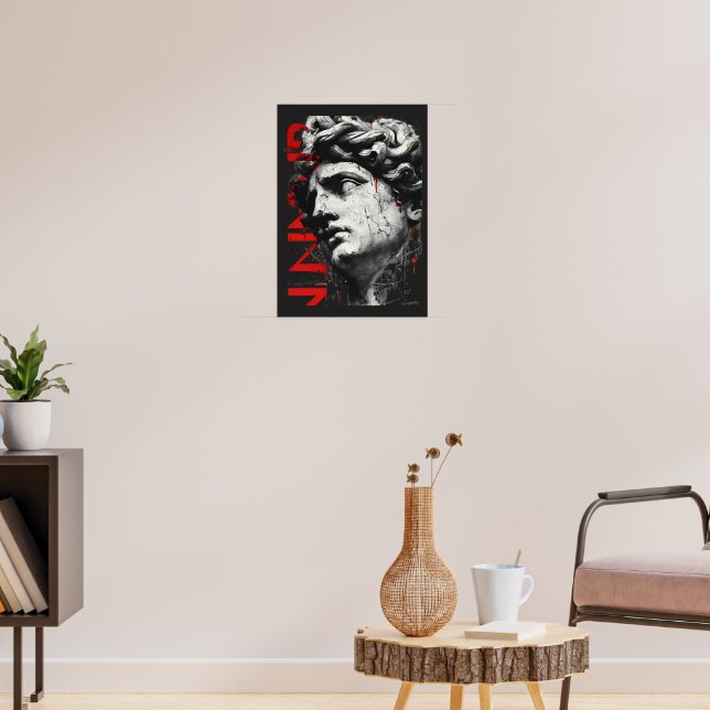 Edgy David Bust Modern Street Art Poster (Vardagsrum 3)