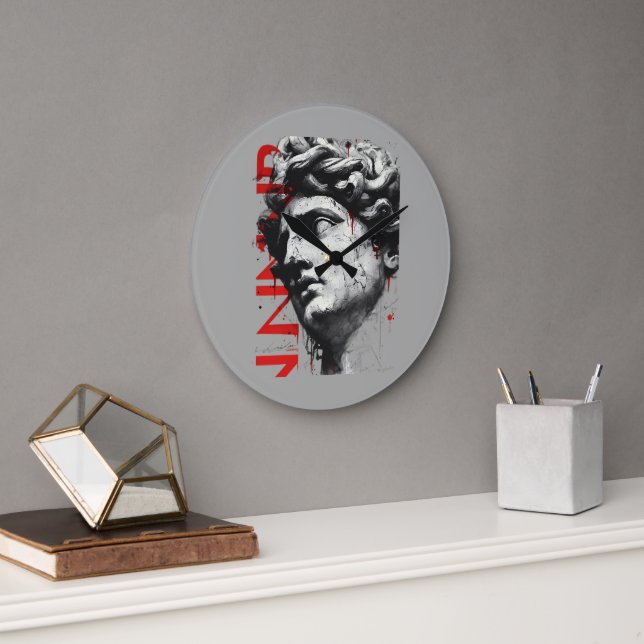 Edgy David Bust Modern Street Art Stor Klocka (Kontor)