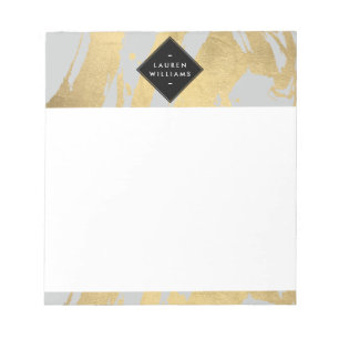 Edgy Faux Guld Brushstrokes på Grått Anteckningsblock