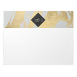 Edgy Faux Guld Brushstrokes på Grått Anteckningsblock